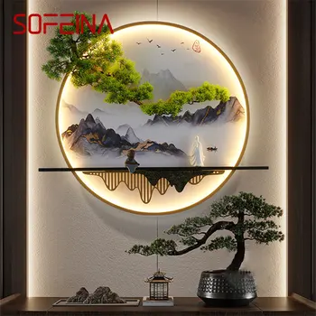 SOFEINA, Современная настенная картина, Освещение внутри, Креативная китайская Пейзажная фреска, Бра, Светодиодная лампа для дома, гостиной, спальни, кабинета 1
