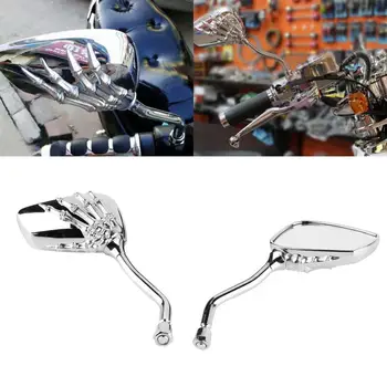 1 пара левых и правых универсальных мотоциклетных хромированных рук с черепом, боковые зеркала заднего вида, простота установки, привлекательный вид, модный 6
