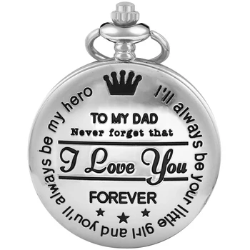 Серебряный папа, я люблю тебя, лучший подарок к празднику, кварцевые карманные часы, мужское высококачественное ожерелье, Временная подвеска, Ювелирные изделия, подарочные часы 16