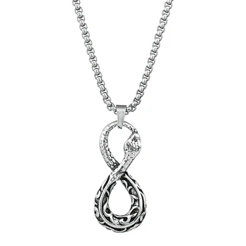 Номер 8 Ожерелье с подвеской в виде змеи в стиле панк, серебряный цвет, Необычные Мужские и женские украшения на шею, ожерелье-пупляр, подарок для вечеринки