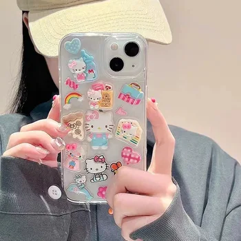 Sanrio Hello Kitty Kawaii 3D Чехол Для Телефона Samsung s23 s22 s21 s20 FE s10 Plus Note 20 Ultra 10 A53 A51 A54 Противоударный Чехол 3