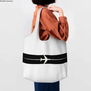 Сумка для покупок в авиационном самолете, женская холщовая сумка-тоут, моющаяся сумка для покупок в самолете, пилот-авиатор, сумки для покупок в продуктовых магазинах, сумочка 4