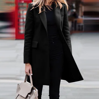 Осенне-зимнее модное новое шерстяное пальто 2023, женское шерстяное пальто средней длины, женское пальто большого размера 9