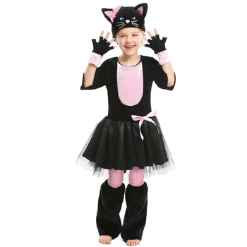Новый Хэллоуин, карнавальная вечеринка, Марди Гра, косплей для детей, костюм мисс Китти для девочек-подростков, розовый костюм с черной кошкой 14