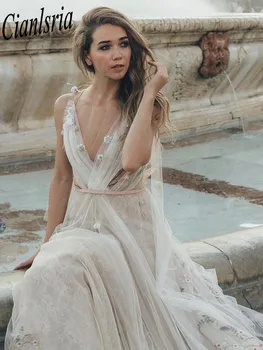 2023 Свадебное платье с кружевной аппликацией Трапециевидной формы в цветочек Для женщин, свадебное платье в стиле милой невесты, Vestido De Novia, сшитое на заказ 13