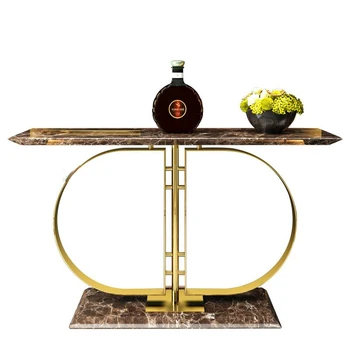 Легкий консольный столик для итальянской веранды в роскошном стиле, современная минималистичная полка для отделки мрамором из нержавеющей стали, мебель для гостиной 11