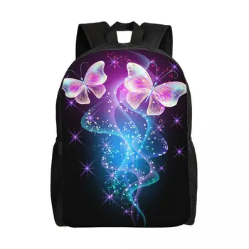 Школьная сумка, 15-дюймовый рюкзак для ноутбука, повседневная сумка через плечо, дорожный рюкзак с фейерверками и светящимися волшебными бабочками Mochila