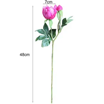 1 Ветка Современного искусственного цветка Красочная имитация Цветка Реалистичный Цветущий Искусственный Пион Привлекательная Цветочная композиция 1