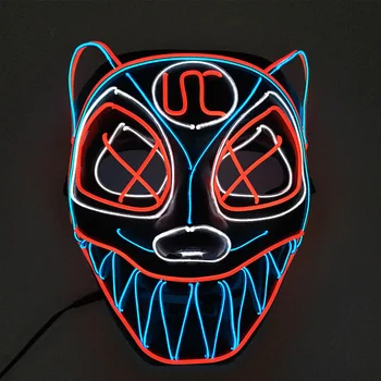 Красочная Светящаяся Светодиодная маска для лица, Светящиеся маски для животных, Хэллоуин, Маскарад, Косплей, Реквизит, макияж, вечеринка, Светящаяся маска 7