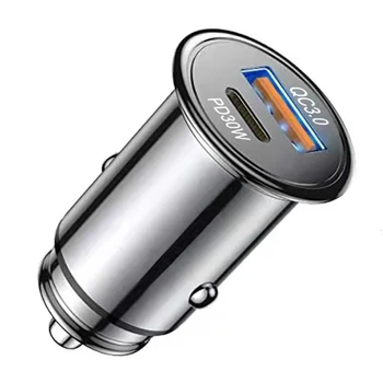 Металлическое мини-автомобильное зарядное устройство Qc3.0 48 Вт USB Type C, автомобильная зажигалка One Drag Two, быстрое автомобильное зарядное устройство для мобильного телефона 15
