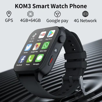 Новый KOM3 4G Интернет Смарт-Часы Телефон Android9.0 GPS 1,99 дюймовый Экран Двойная Камера Google Play SIM-Карта Спортивные Умные Часы Для Мужчин