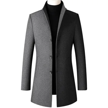 Зимняя куртка, мужской шерстяной бушлат, пальто оверсайз, Однотонное деловое повседневное пальто, мужская одежда, шерстяные пальто 4XL AF2011 15
