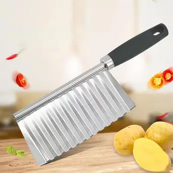 Картофелерезка Портативный Картофелерезка Инструмент для нарезки фруктов Многоразового использования Нескользящий Нож для нарезки картофеля из нержавеющей Стали 2