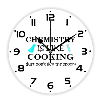 Забавная Химия похожа На Кулинарию Декоративные Настенные Часы Geek Химическая Шутка Большие Настенные Часы Nerd Учитель Химии Кухонный Декор Подарок 15