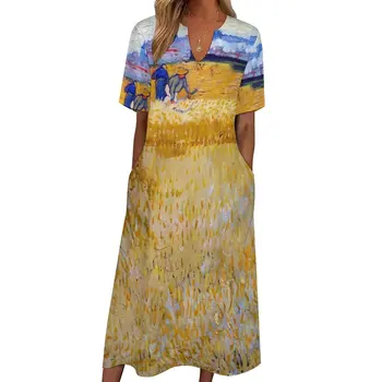 Платье Винсента Ван Гога Весна, Уличная одежда The Harvesters, пляжные длинные платья в стиле бохо, женское платье макси в кавайном стиле в подарок 7