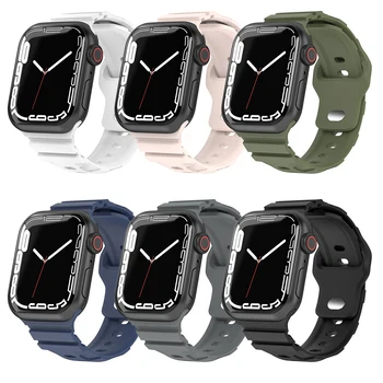 Силиконовый Ремешок для Apple Watch Band 49 мм 45 мм 41 мм Резиновый браслет 40 мм 44 мм 38 мм 42 мм для iWatch серии 8 7 5 6 3 se Ultra band 10
