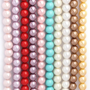 Разноцветные стеклянные бусины из искусственного жемчуга круглой формы 4-10 мм для изготовления ювелирных изделий, серьги 