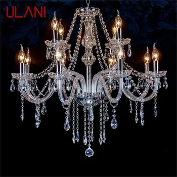 Люстра ULANI в европейском стиле, светодиодная свеча, подвесной светильник, Хрустальное освещение, Потолочные роскошные светильники для дома, гостиничного зала 12
