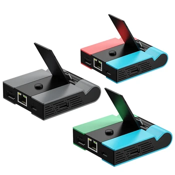 Игровая Док-станция Для Nintendo Switch USB 2.0 Hub С Гигабитным Ethernet-Адаптером, Совместимым с 4K HD HDMI 14