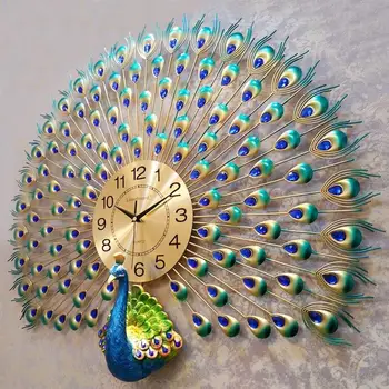Павлин настенные часы гостиная домашняя мода креативные часы немое простое украшение настенные часы Европейские часы переднее украшение 14