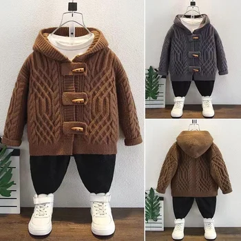 Новые куртки для мальчиков, вязаные детские пальто, модная детская верхняя одежда, Весна-Осень 2023-A069 1
