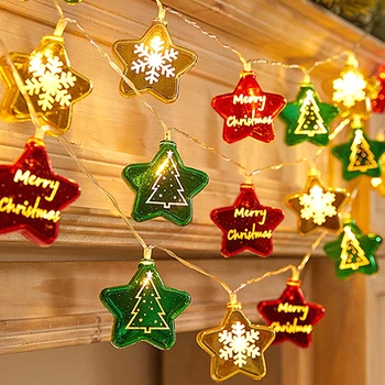 Рождественское украшение, светодиодные гирлянды, Санта-Клаус, Снежинка, Рождественская елка, гирлянды, Рождественское украшение для домашнего сада 3