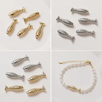 Ожерелье в форме рыбки из 14-каратного золота ручной работы, браслет, серьги из бисера, аксессуары для материалов 9