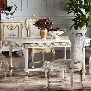 Французский загородный сад, романтическая классическая мебель, европейский овальный обеденный стол, расписанный вручную из массива дерева, обеденный стол длиной 1,8 м 2
