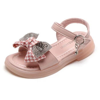 Детские сандалии, Лето 2023, Новая мода, обувь принцессы для девочек с бантом, детская пляжная обувь на мягкой подошве 15