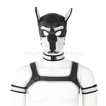 Съемная шапочка для щенка, маска на все лицо и ошейник, нагрудный ремень безопасности, костюм для ролевых игр для собак 2