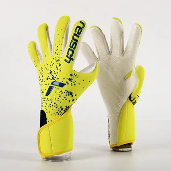 Желтые вратарские перчатки для взрослых, вратарские перчатки из латекса 4 мм, футбольные противоскользящие футбольные вратарские перчатки 5