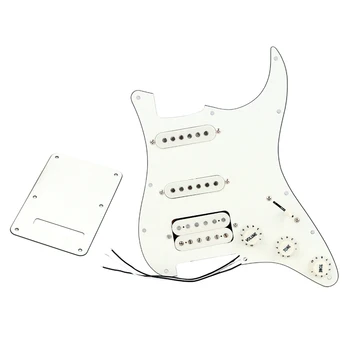 SSH Загруженный Предварительно Подключенный Гитарный Набор Звукоснимателей Strat Pickguard Humbucker для Электрогитары Fender Stratocaster, Выдержанный Белый Цвет 3Ply