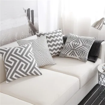 45x45 см Серый цвет, плотный хлопчатобумажный чехол для диванной подушки с вышивкой, домашняя Гостиная, наволочка для спальни 3