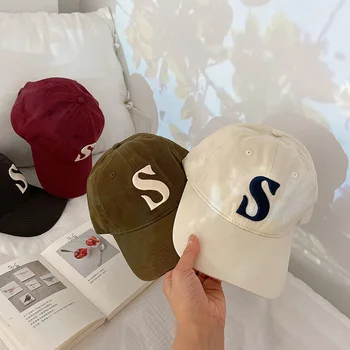 Корейская версия бейсболки для мальчиков и девочек с новой объемной вышивкой буквой S, детская хип-хоп кепка, уличные детские козырьки, шляпа