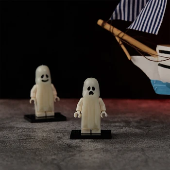 Строительные блоки серии Horror Halloween, светящиеся, улыбающиеся и плачущие модели призраков, Фигурки, Маленькие кирпичики, игрушки для детей 11