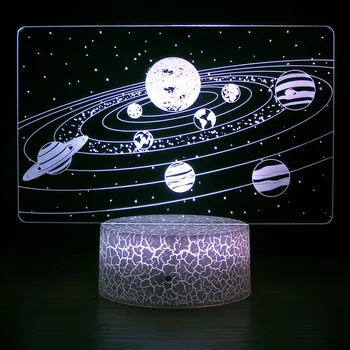 Ночник Cosmos Space Galaxy, Солнечная система, 3D оптическая иллюзия, светильник для детей, подарок на день рождения для мальчиков и девочек, ночник на день рождения 10