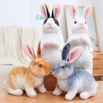 Имитационная кукла-кролик, Милая плюшевая игрушка-кролик, украшение, милый Бело-серый Стоящий Кролик, имитация куклы-кролика, Подарки для детей 10
