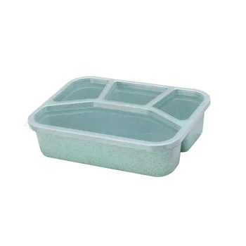 Wheat Straw Lunch Box Portable Microwave Oven Square Lattice Fast Food Box Durable Household Gadgets для дома полезные вещи 7