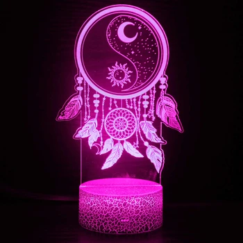 Nighdn 3D Иллюзионная лампа СВЕТОДИОДНЫЙ ночник Ловец снов, меняющий 7 цветов, украшение спальни, подарок на День рождения, Рождественский подарок для детей и женщин 10