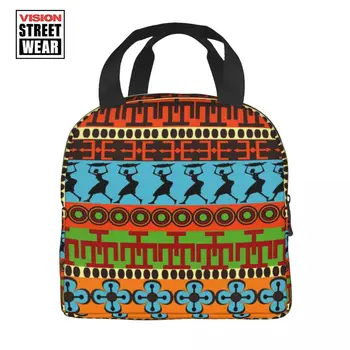 Сумка для ланча с этническим африканским рисунком для Африки Triba Art Thermal Cooler Коробка для ланча для еды Кемпинг Путешествия 1