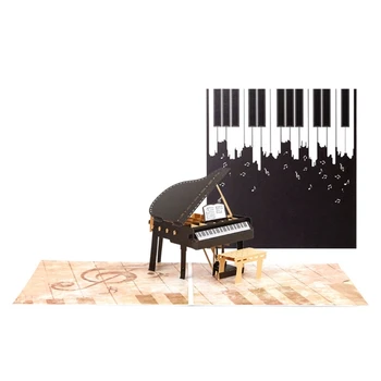 Пианино 3D Всплывающая Открытка на Все Случаи Жизни День Рождения Выпускной Благодарственный Подарок 9