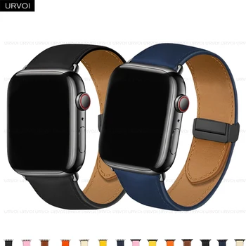 Ремешок URVOI для Apple Watch Ultra Series 8 7 6 SE54 Ремешок из натуральной кожи для iWatch single tour 49 мм с пурпурной застежкой-пряжкой 2