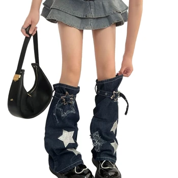 Гетры со звездами для женщин, джинсы в стиле панк, Длинные носки, чулки в стиле харадзюку 2