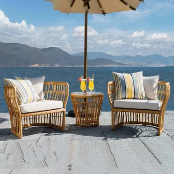 Пляжные стулья из ротанга в Скандинавском стиле, Простая Современная уличная мебель, стул для кемпинга, гостиная для отдыха, кафе, стол, стул, Уличный стул 4