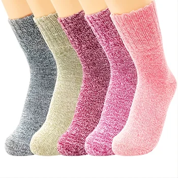 Зимние однотонные женские носки Classic Simple Elastic Force, модные повседневные носки из средней шерсти для женщин, повседневные носки из средней шерсти Sokken высокого качества 13