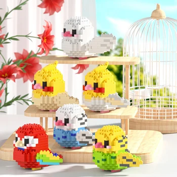 MOC Animal Cute Bird Строительные блоки Креативность Мультфильм 3D Модель попугая Мини Алмазные развивающие кирпичи Игрушки для девочек и детей 4