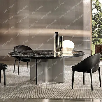 Минималистичный обеденный стол из натурального мрамора, Итальянская мебель, высококачественный мраморный столик-тюльпан 1