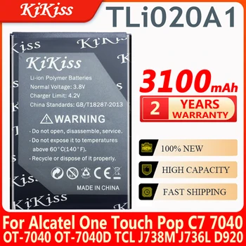 3100 мАч Новый Аккумулятор TLi020A1 Для Alcatel One Touch Pop C7 7040 OT-7040 OT-7040D TCL J738M J736L D920 Аккумулятор для телефона 13