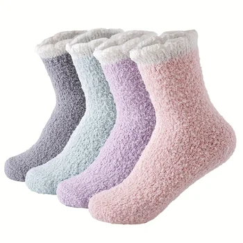 1 пара носков в пол для комфорта, коралловый бархатный клей Без выпадающих волос, подходит для зимнего тепла. 9