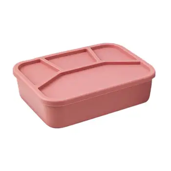 Силиконовый контейнер для детского ланча, Силиконовая Разделенная коробка для сэндвичей, Разделенный Контейнер для хранения продуктов с крышкой и четырьмя герметичными 8
